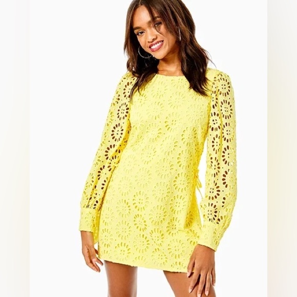 Lilly Pulitzer Aisha Calla Yellow Eyelet Romper - Picture 8 of 8